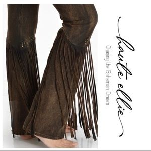 HENDRIX- Studded Knee Fringe Wide Leg Yoga Pant